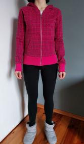 różowa bluza we wzory, H&M, 36, S, bluza z kapturem