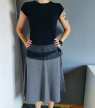 spódniczka czarno-biała w kratkę, wiązana, z paskiem, S (36)