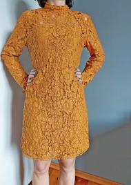 musztardowa sukienka koronkowa, H&M, 36, S, kokardki